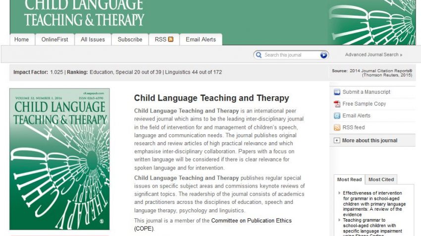 "Child Language Teaching and Therapy"