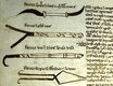 Abbildung aus der Handschrift CA. 4° 211, f. 36v: Medizinischer Text mit Darstellungen chirurgischer Instrumente