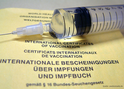 Spritze auf Impfausweis