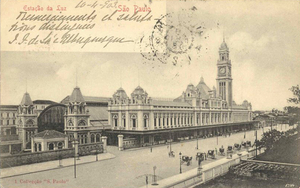 Postkarte vom Bahnhof in São Paulo um 1900
