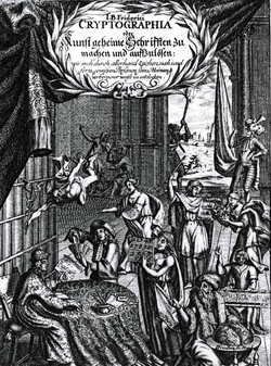 Friderici, Johannes Balthasar: Cryptographia oder Geheime schrifft-,  mündl- und würckliche Correspondentz, welche lehrmäßig vorstellet eine hochschätzbare Kunst verborgene Schrifften zu machen und auffzulösen,  Hamburg 1684.