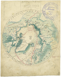 Entwurfszeichnung August Petermanns zu einer Karte des Nordpols, vor 1852