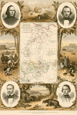 Karte von August Petermann: Die Expedition von Richardson, Barth, Overweg und Vogel in den Jahren 1850-1853.