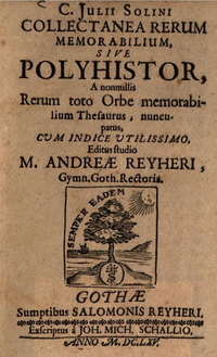 Schulausgabe der "Collectanea", die der in Gotha tätige gelehrte Pädagoge Andreas Reyher 1665 in der Residenzstadt publizierte