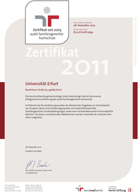 Zertifikat "audit familiengerechte hochschule"