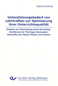 Cover des Buches "Unterstützungsbedarf von Lehrkräften zur Optimierung ihrer Unterrichtsqualität" von Sabine Kirchner